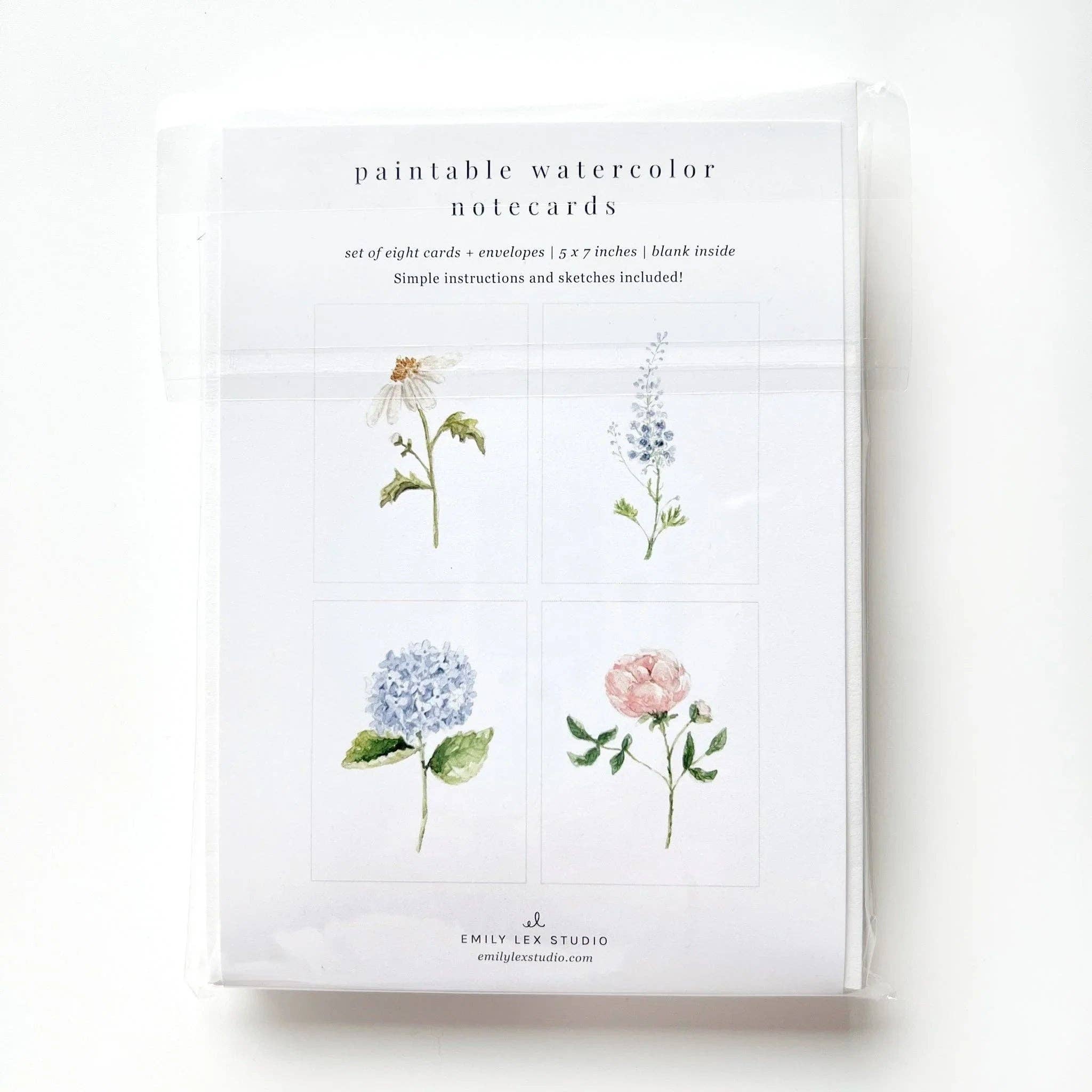Garden flowers paintable watercolor notecard set