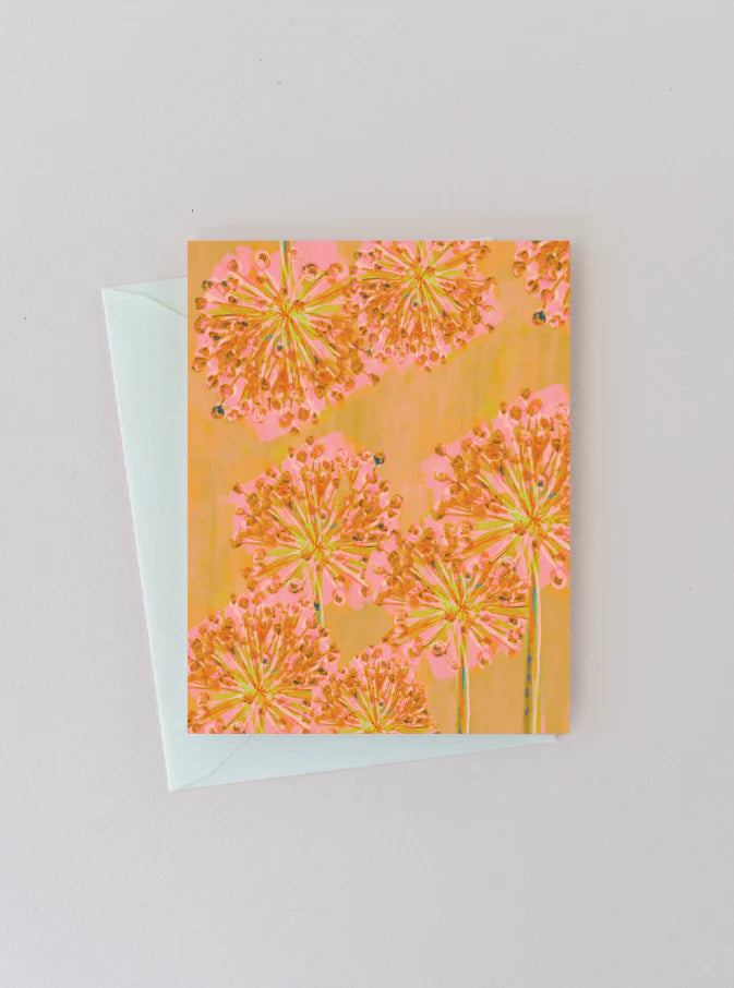 Blank Botanical Note Card - Golden Floral