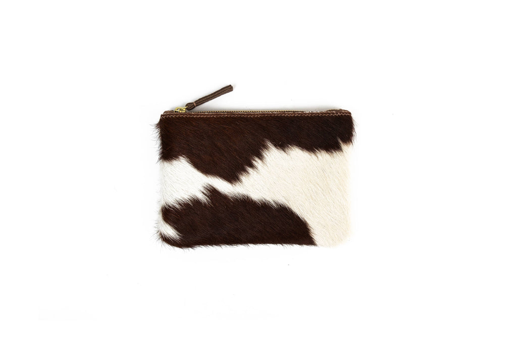 Zipper Pouch - Brown + White