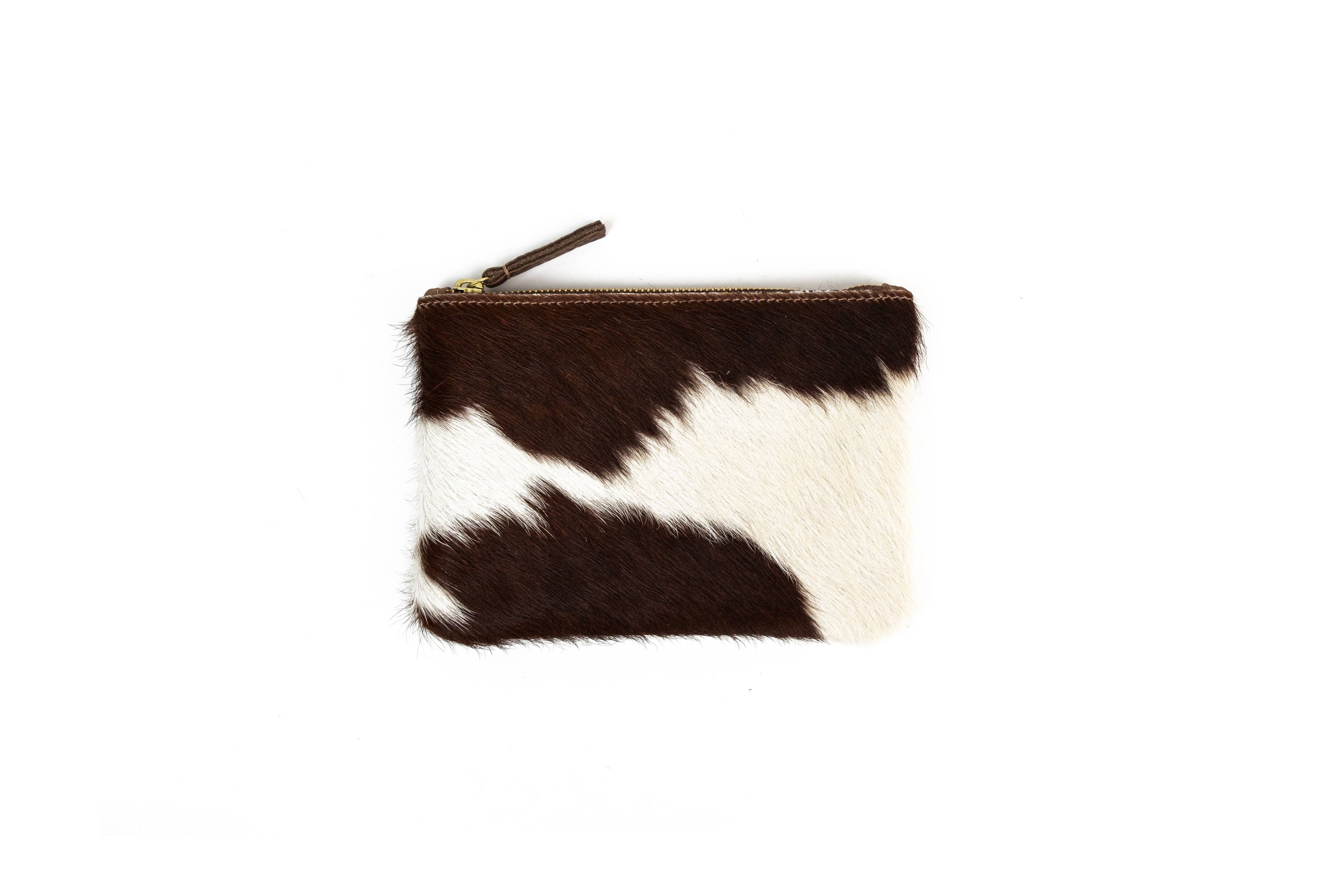 Zipper Pouch - Brown + White