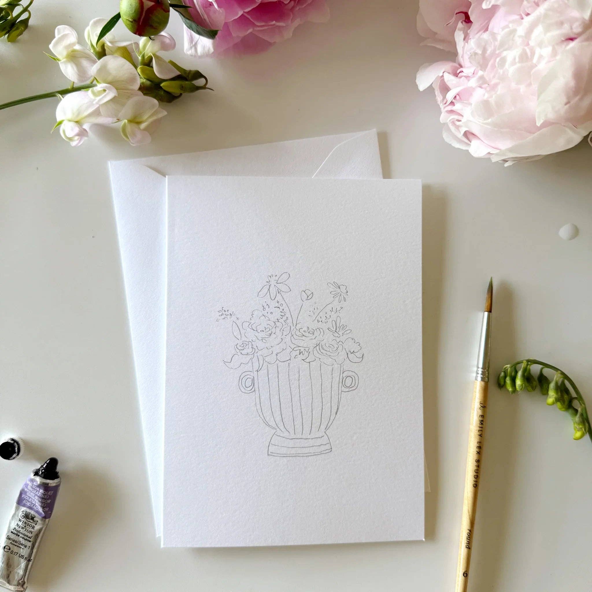 Bouquets paintable watercolor notecard set