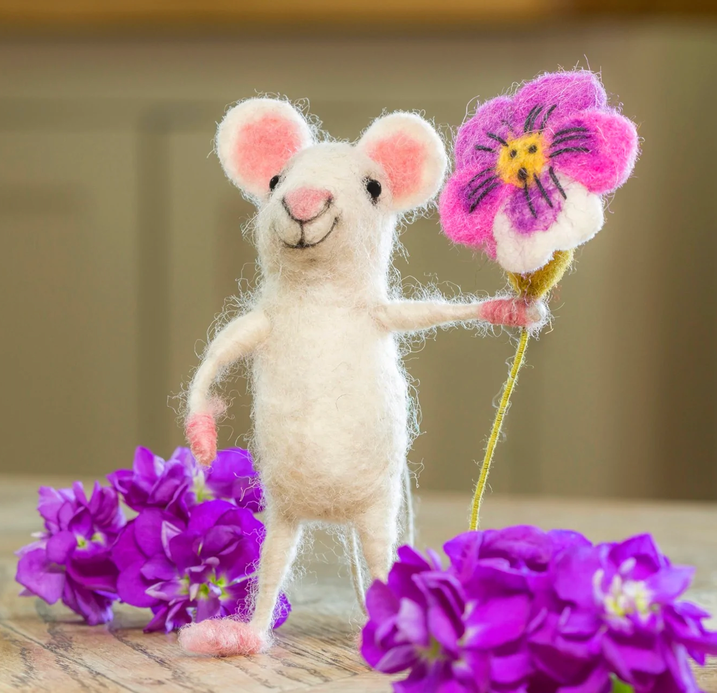Mouse Holding Pansy